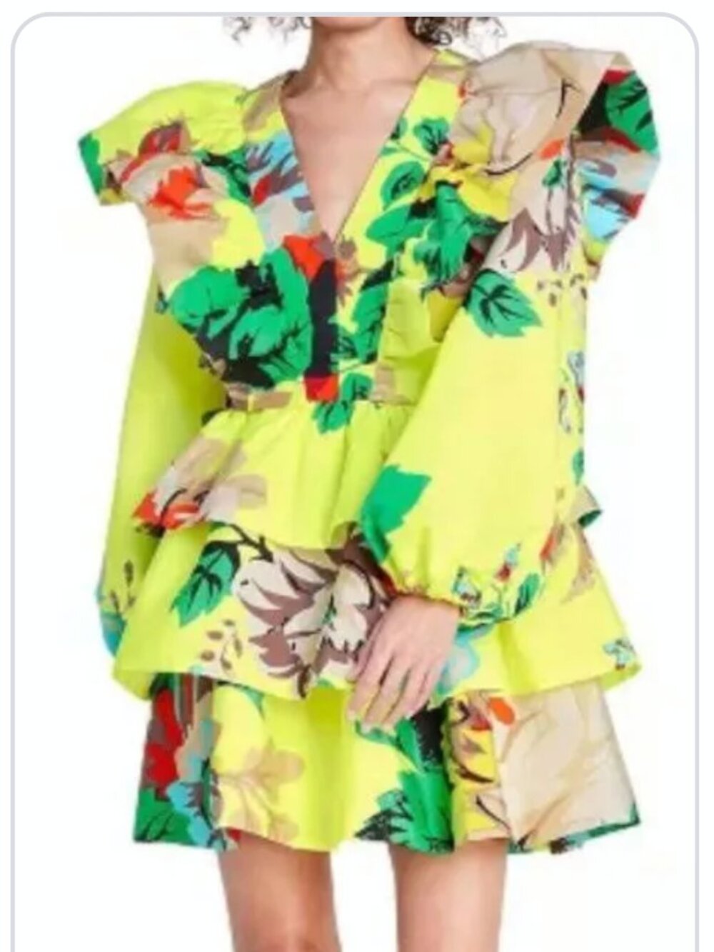 Target Neon Yellow Floral Ruffle Dress